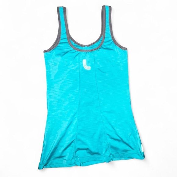 Aqua Sleeveless Top with Gray Trim - Picture 2 of 4